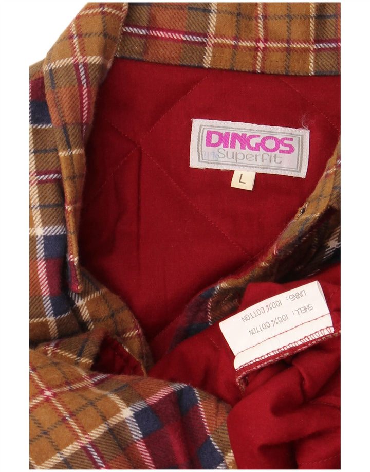 Camicia da uomo vintage in flanella da boscaiolo, cotone a quadri marroni grandi