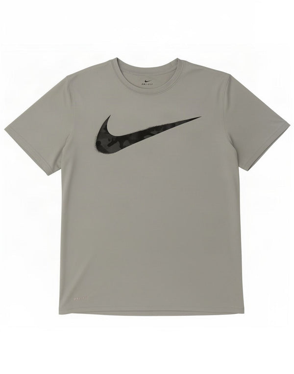 T-shirt grafica Nike Dri Fit da uomo in poliestere grigio medio