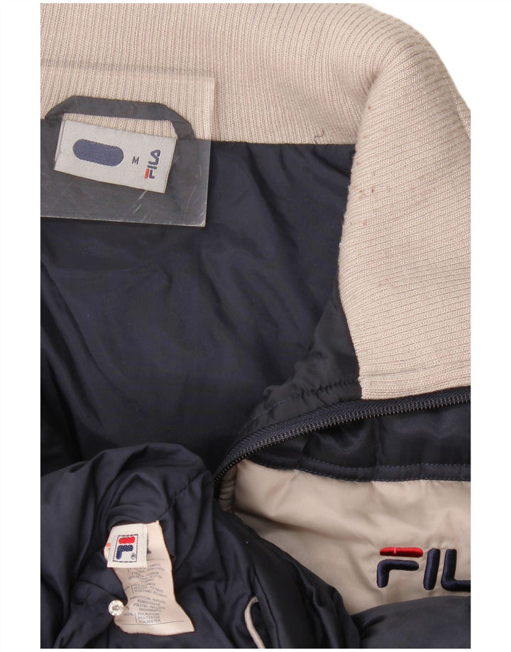 Gilet imbottito da uomo Fila UK 38 medio blu navy color block in poliammide