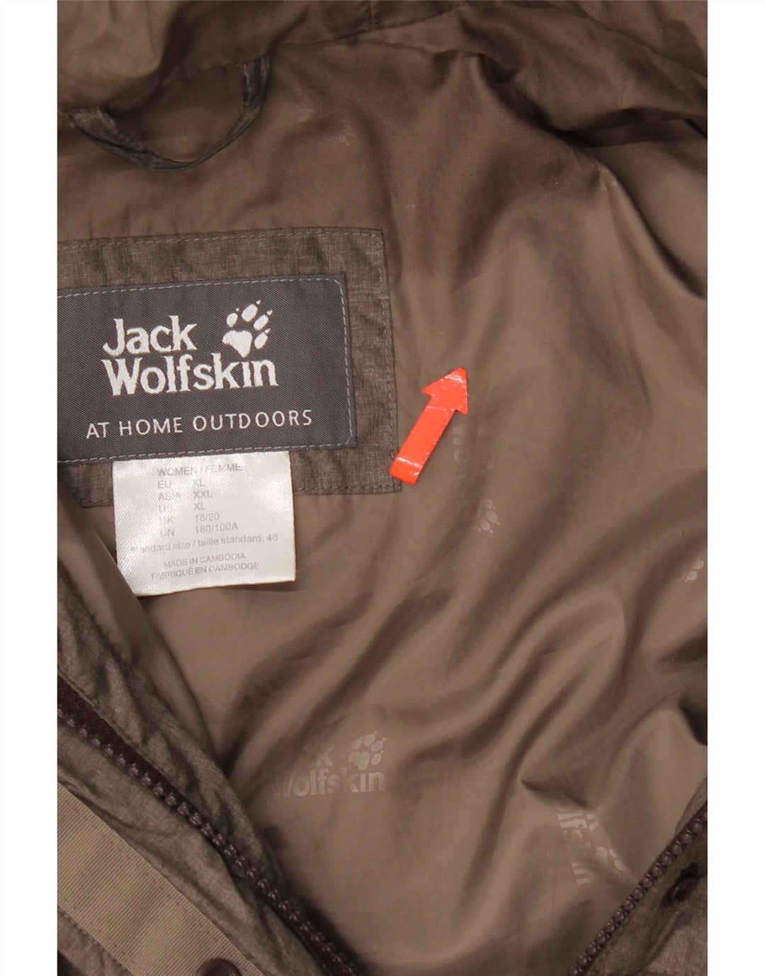 Cappotto imbottito con cappuccio da donna Jack Wolfskin UK 18/20 XL Poliestere beige