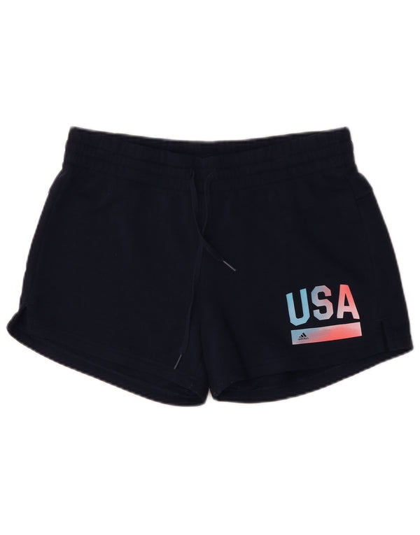 Pantaloncini sportivi grafici Adidas da donna UK 12/14 Cotone blu navy medio