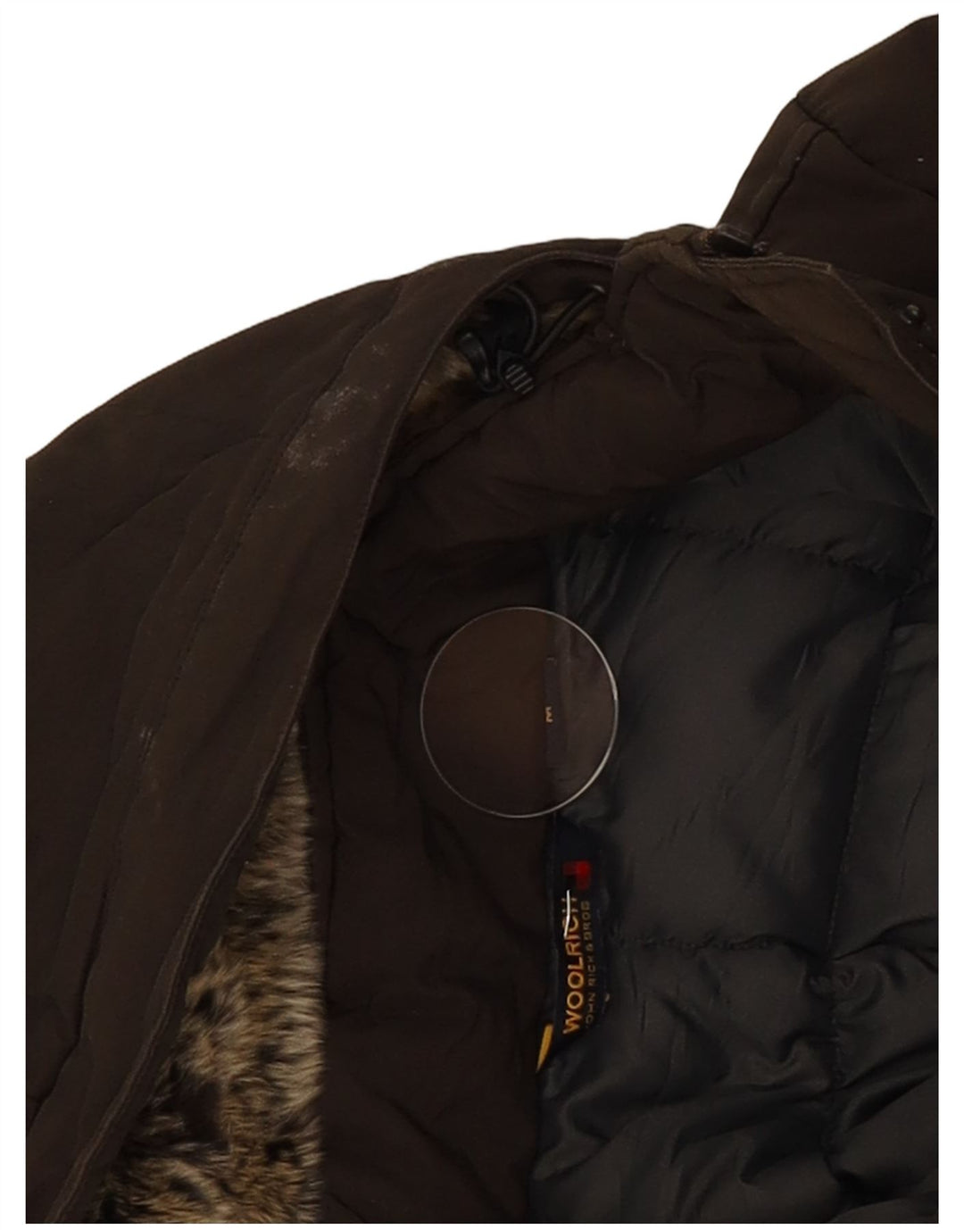 Cappotto imbottito con cappuccio da donna Woolrich UK 12 cotone kaki medio