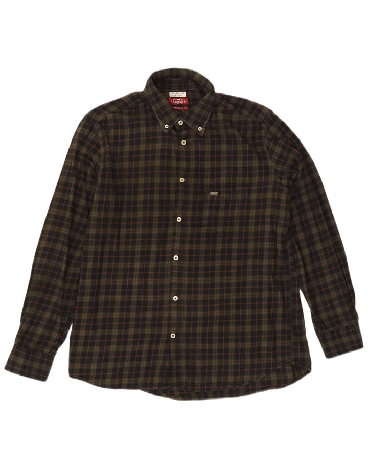 Camicia da uomo in flanella vestibilità regolare Carrera XL in cotone a quadri kaki
