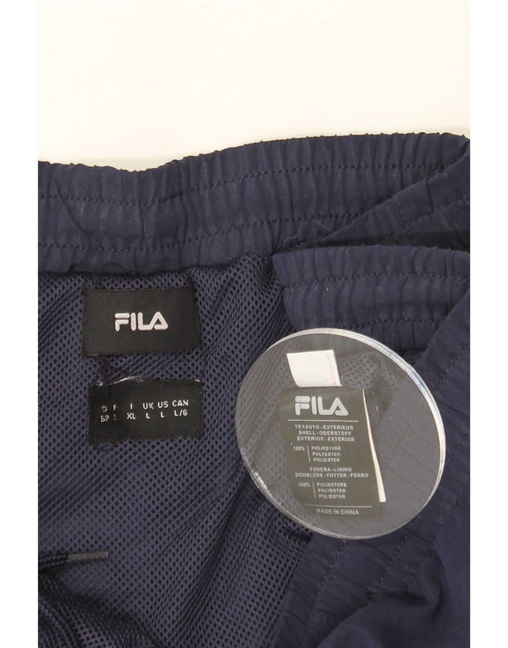 Pantaloncini sportivi da uomo Fila Large in poliestere color block blu navy