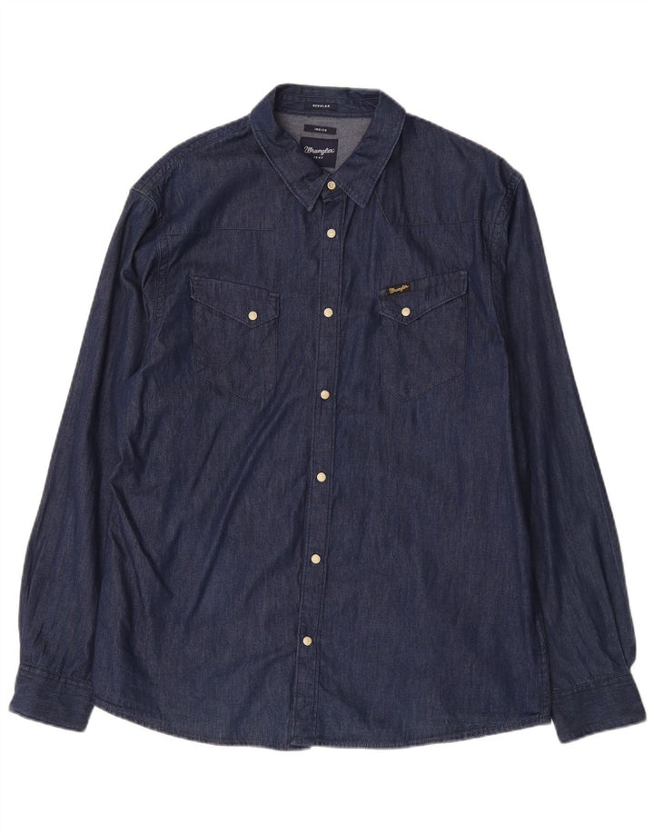 Camicia di jeans vestibilità regolare da uomo Wrangler XL in cotone blu navy