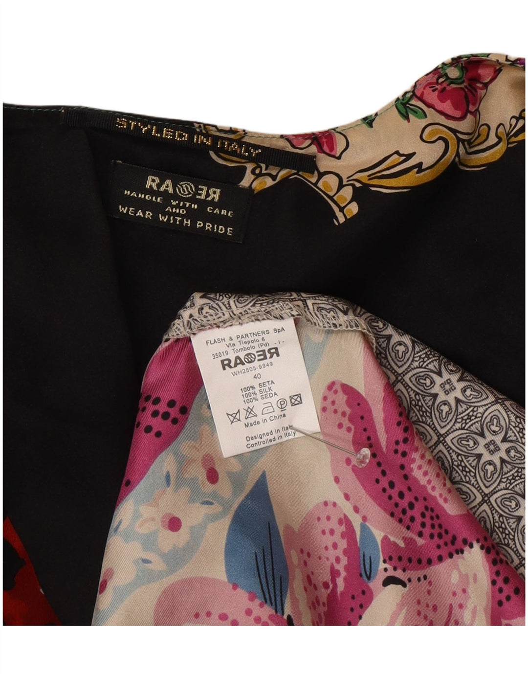 Abito a trapezio a maniche lunghe da donna vintage IT 40 medio multicolore