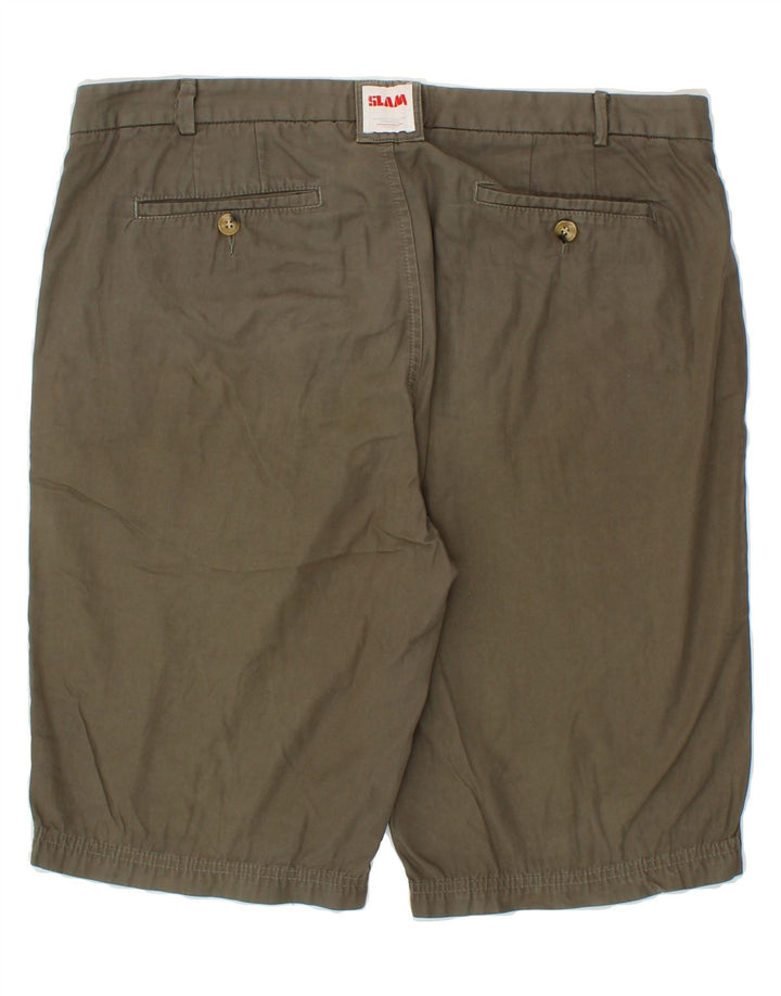 SLAM Mens Chino Shorts IT 52 XL W38  Khaki Cotton Vintage Slam and Second-Hand Slam from Messina Hembry 