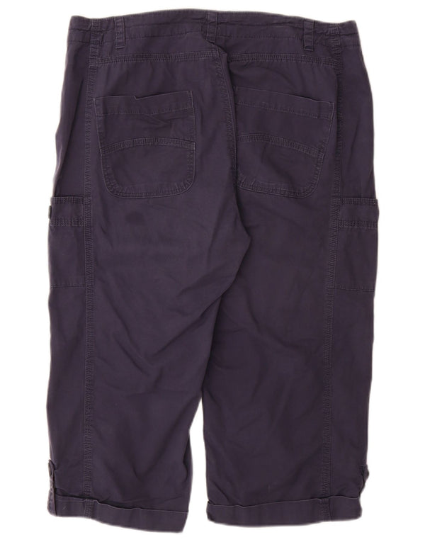 WEIRD FISH Pantaloni Capri da donna UK 14 Large W34 Cotone blu navy