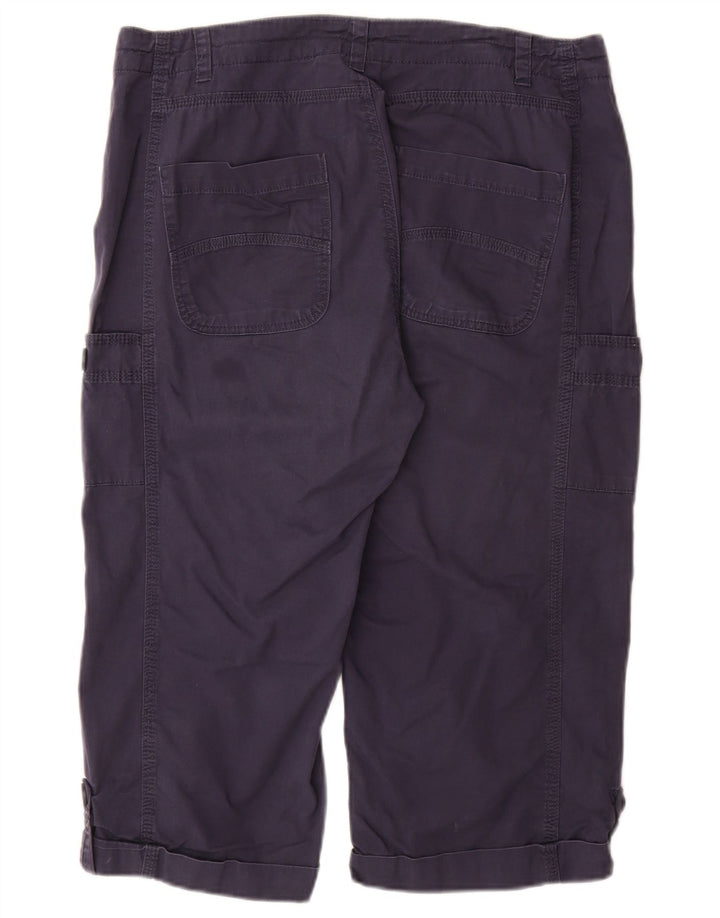 WEIRD FISH Pantaloni Capri da donna UK 14 Large W34 Cotone blu navy