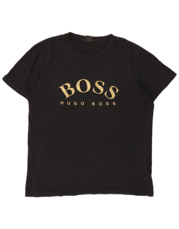 T-shirt grafica da uomo Hugo Boss Top grande in cotone nero