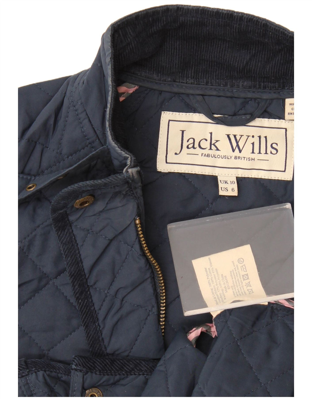Giacca trapuntata da donna Jack Wills UK 10 piccola in poliestere blu navy
