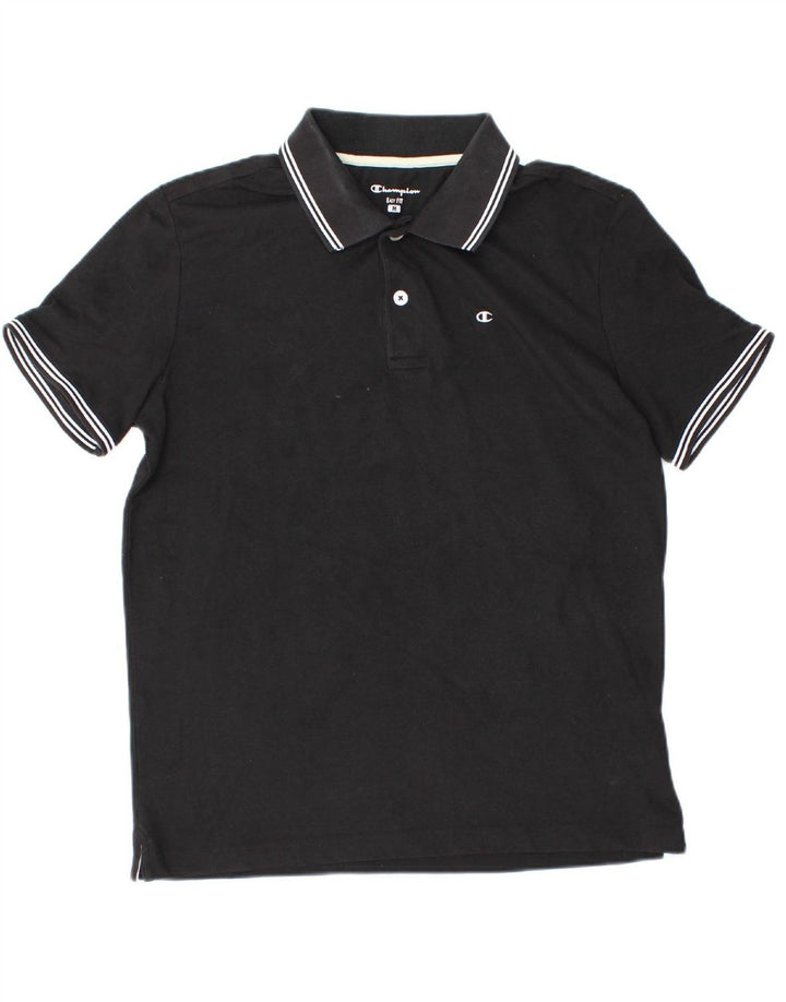CHAMPION Mens Easy Fit Polo Shirt Medium Black Cotton