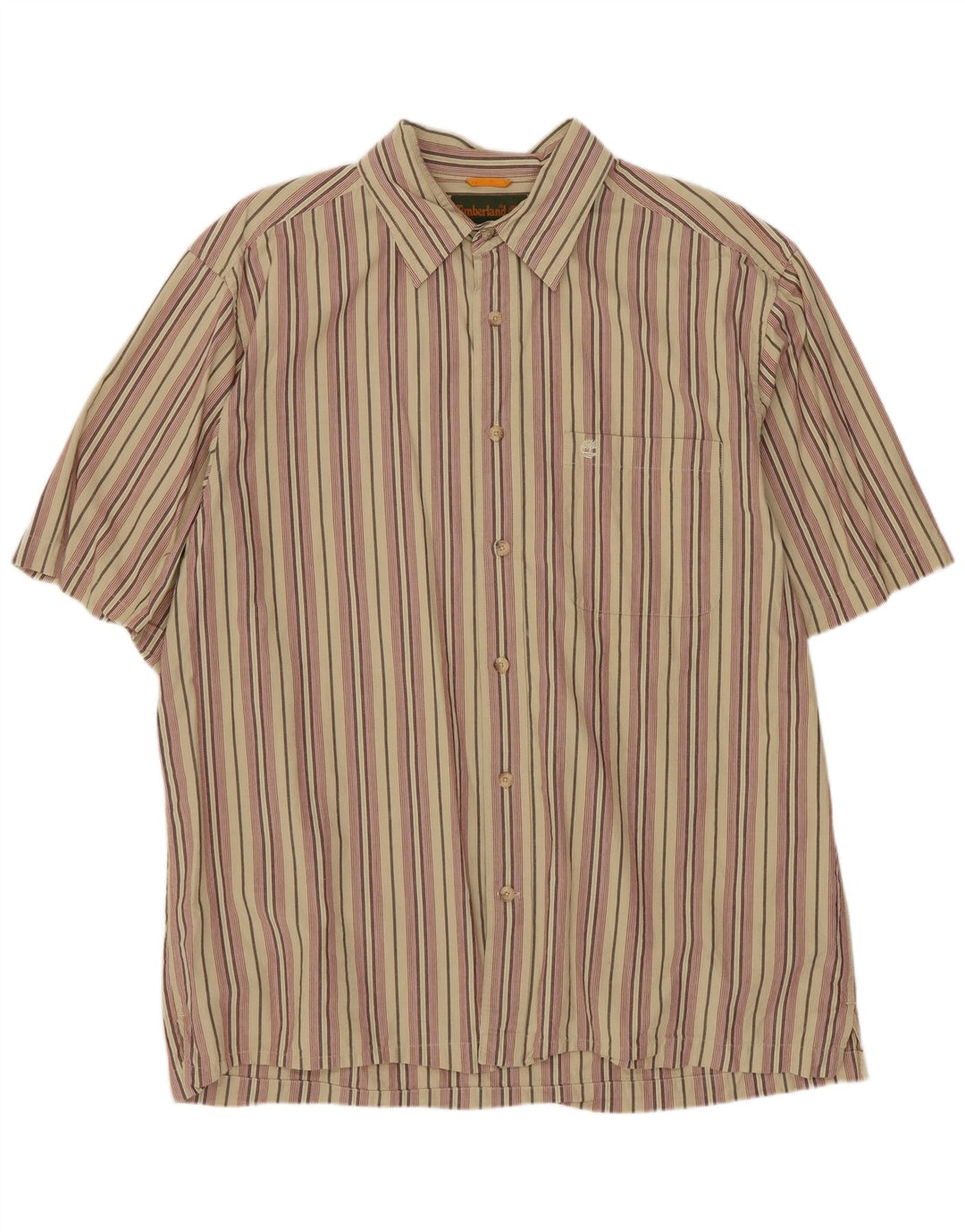 TIMBERLAND Camicia a maniche corte da uomo in cotone a righe beige grande
