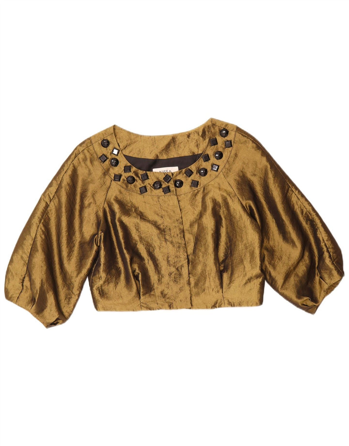 Top bolero da donna Nissa con maniche a 3/4 EU 40 poliestere kaki medio
