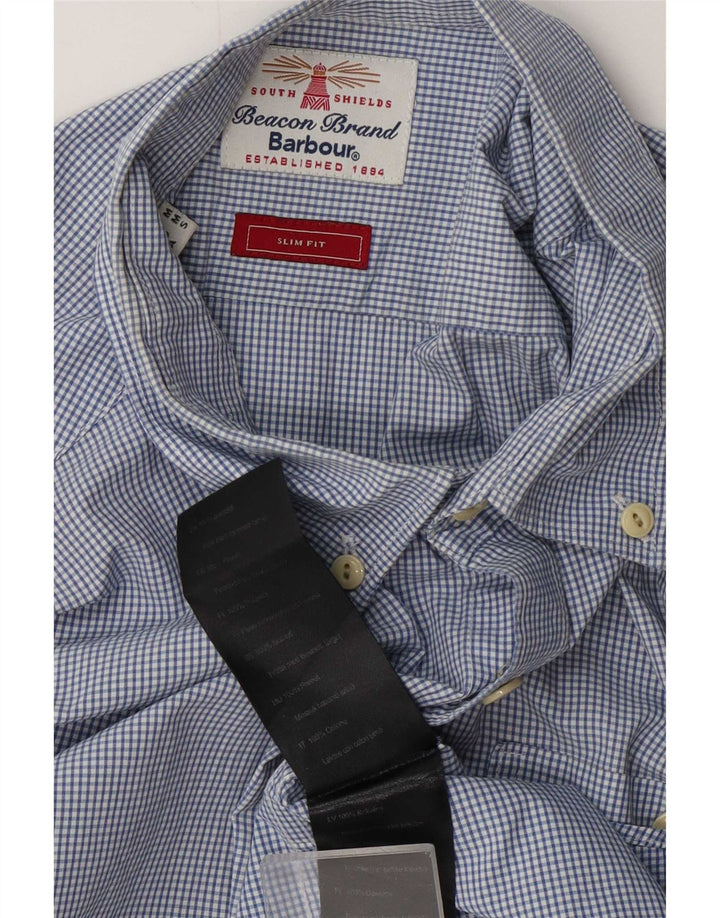 Camicia Barbour da uomo slim fit in cotone a quadretti blu medio