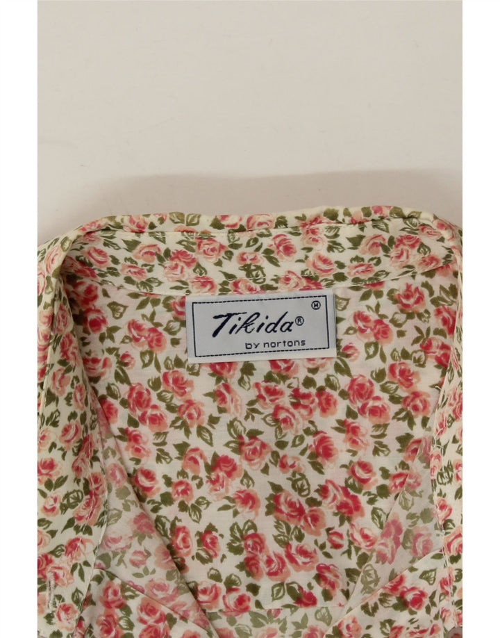 TIKIDA Womens Nortons Shirt UK 14 Medium Red Floral Polyester Vintage TIKIDA and Second-Hand TIKIDA from Messina Hembry 