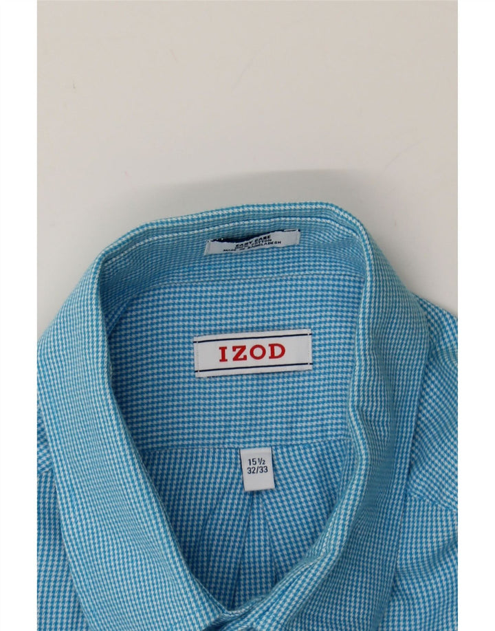 IZOD Mens Shirt Size 15 1/2 Medium Blue Houndstooth Vintage Izod and Second-Hand Izod from Messina Hembry 