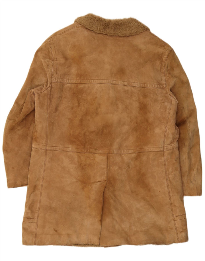 Cappotto in shearling da uomo VINTAGE UK 38 in pelle marrone medio
