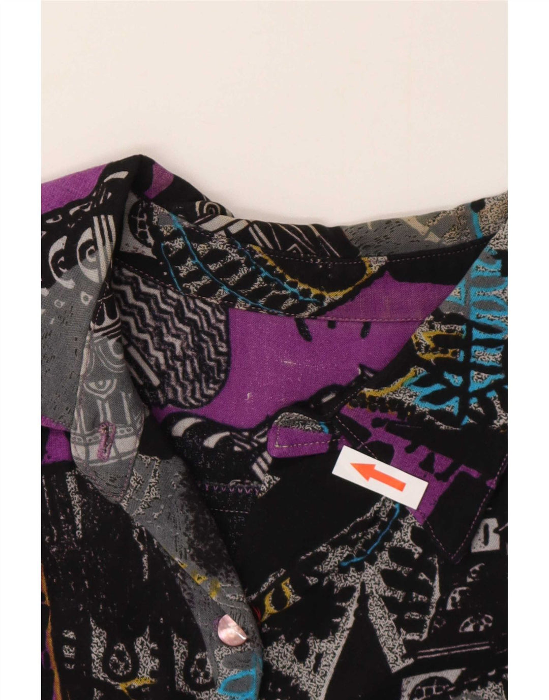 Camicia vintage da donna con motivo astratto UK 14 media multicolore