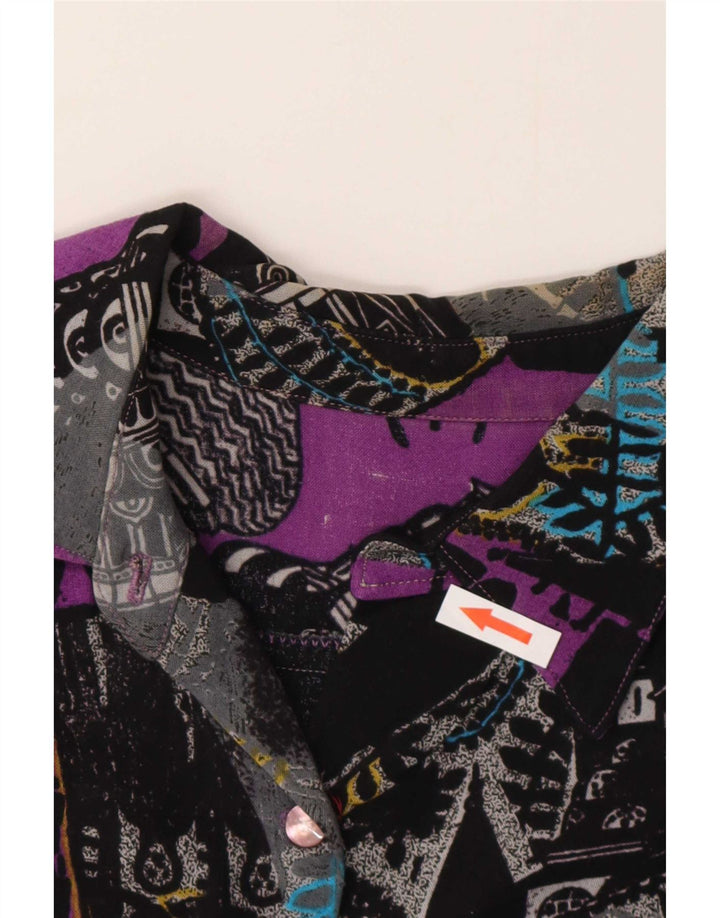 Camicia vintage da donna con motivo astratto UK 14 media multicolore