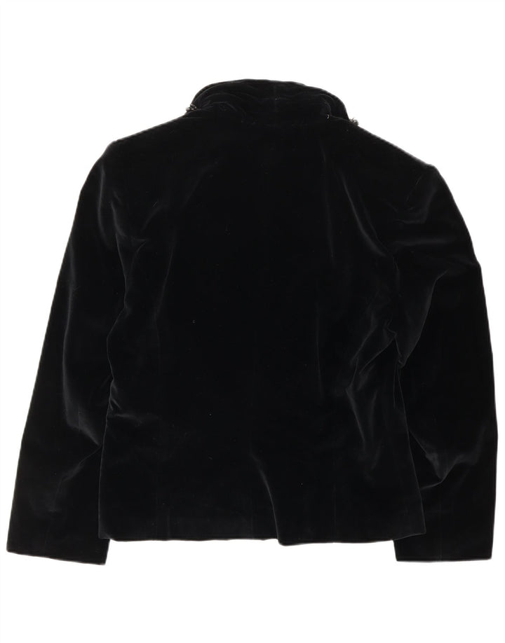 Giacca blazer doppiopetto in velluto da donna VINTAGE IT 44 medio nero