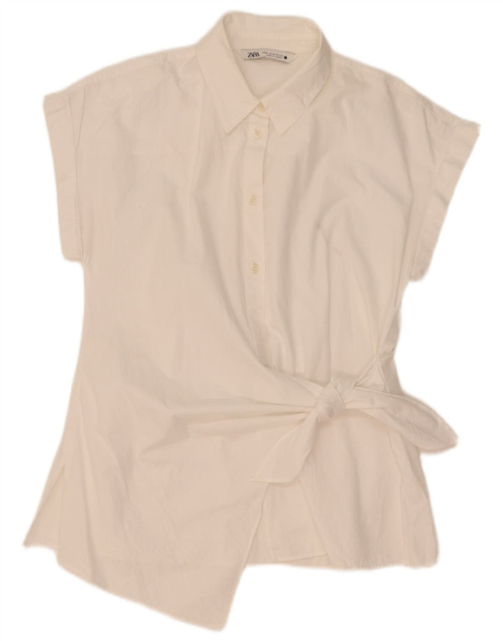 Camicetta con cravatta frontale da donna Zara UK 12 bianca media