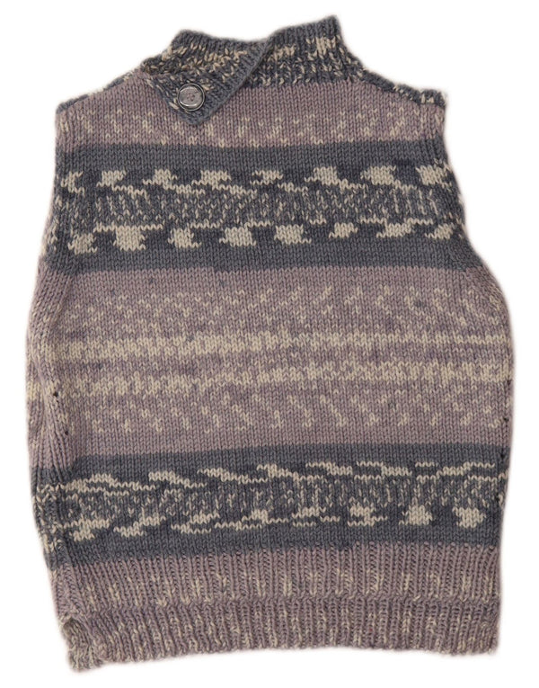 Canottiera vintage da donna UK 14 a righe grigio medio