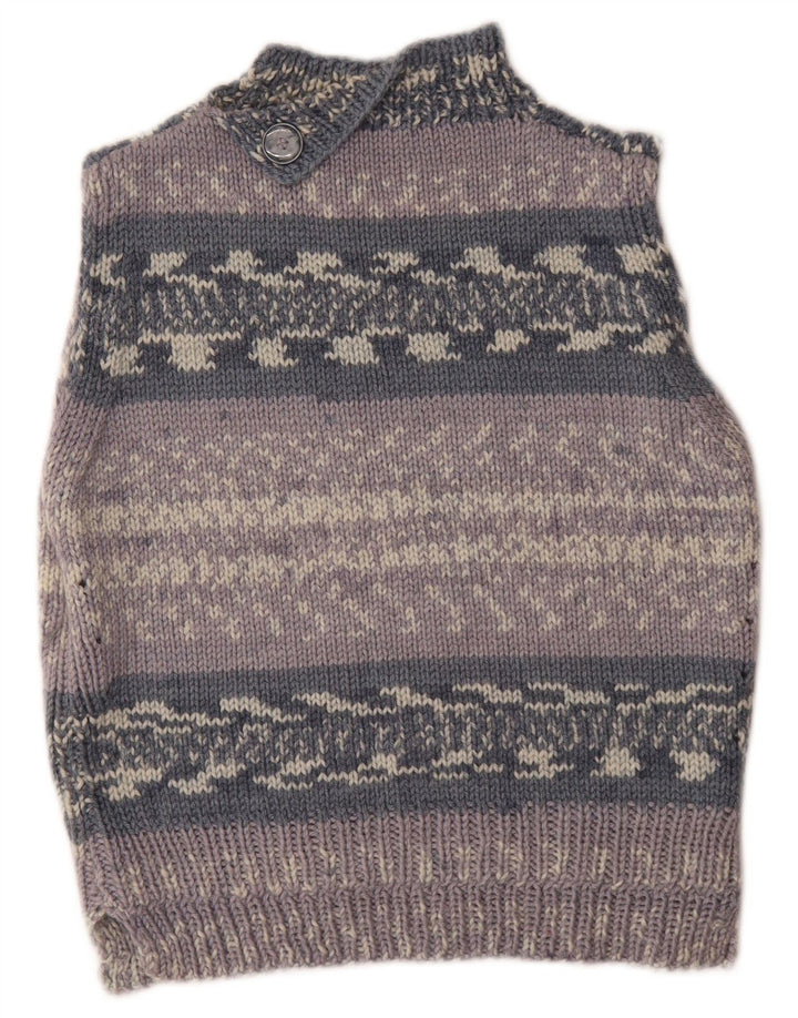 Canottiera vintage da donna UK 14 a righe grigio medio