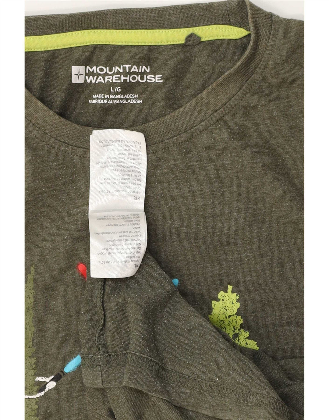 T-shirt grafica da uomo Mountain Warehouse Top grande in cotone verde