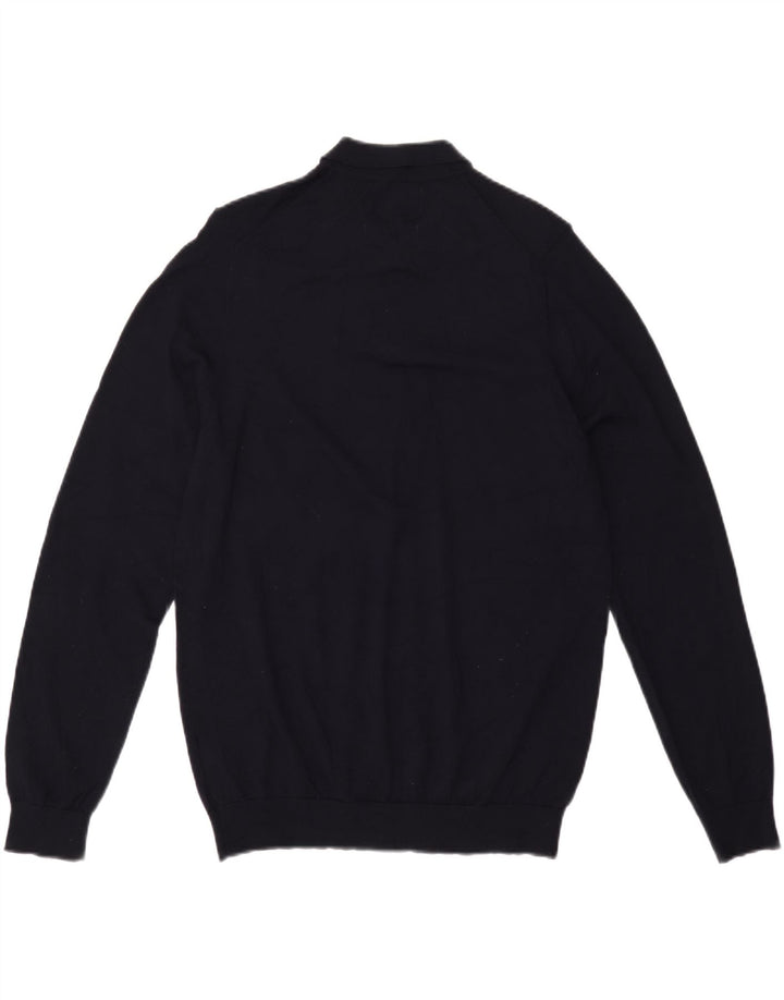 Maglione da uomo Marks & Spencer con collo alto, grande, in lana blu navy