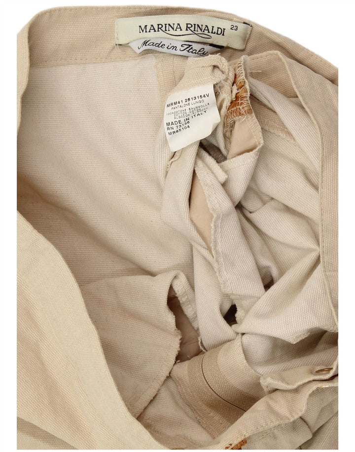 MARINA RINALDI Womens Casual Trousers Size 23 Medium W34 L30 Beige