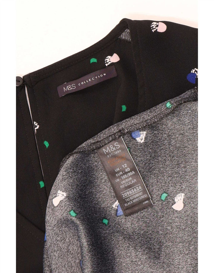 Abito a trapezio da donna Marks & Spencer con motivo astratto UK 12 medio nero