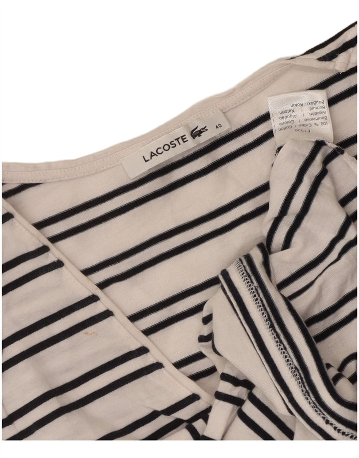 T-shirt da donna Lacoste taglia superiore 40 cotone a righe bianche medie