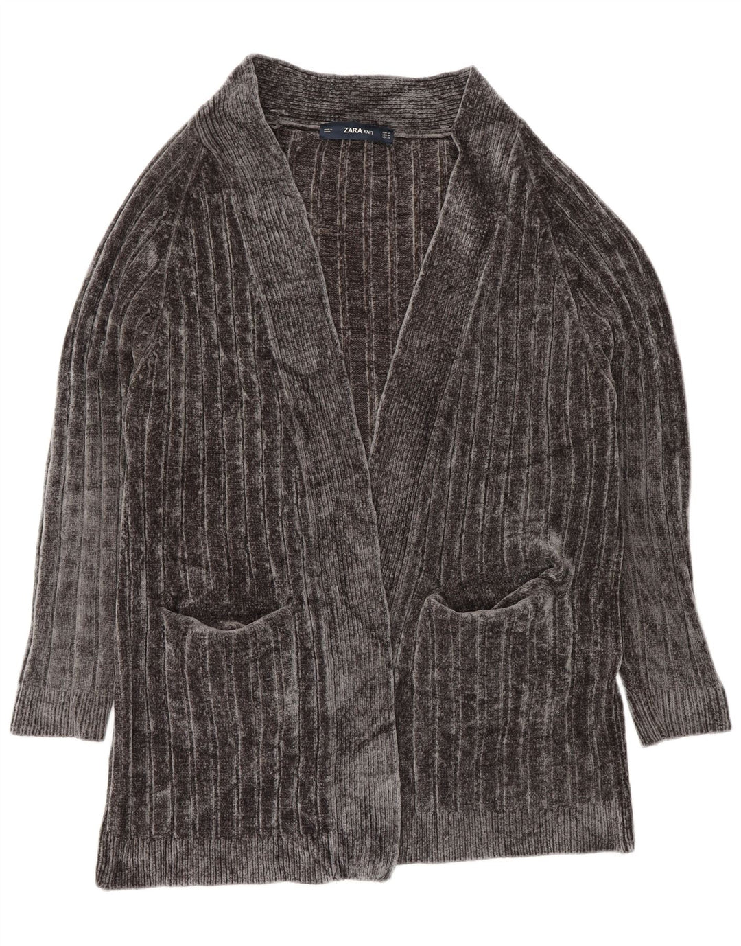 Maglione cardigan aperto oversize lungo da donna Zara UK 14 Grigio medio