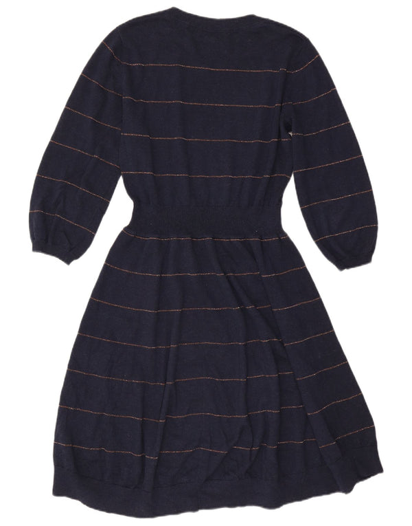 Abito a trapezio da donna con maniche a 3/4 Fat Face UK 12 Medio a righe blu navy