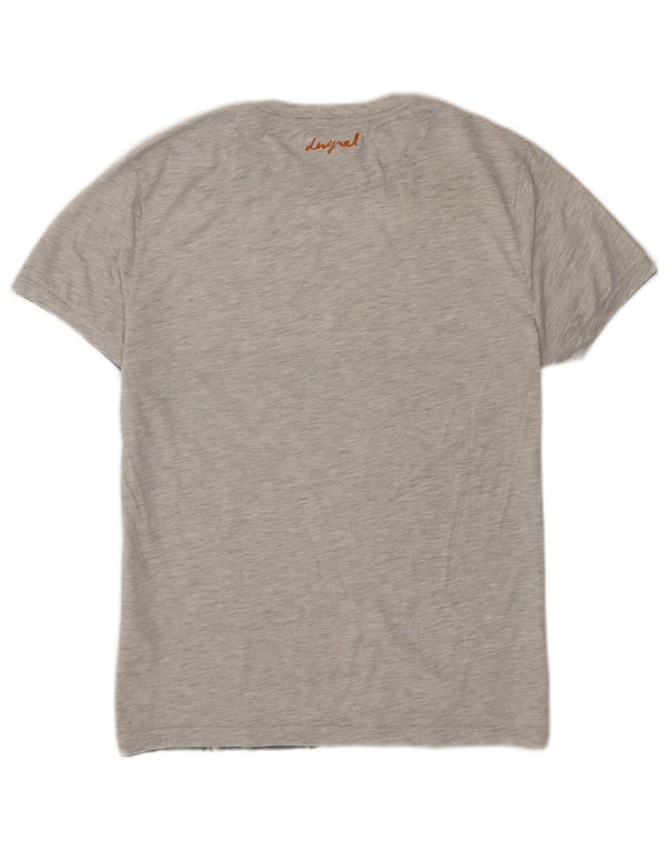 Desigual Mens Graphic T-shirt Top Large in cotone grigio