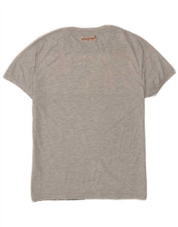 Desigual Mens Graphic T-shirt Top Large in cotone grigio