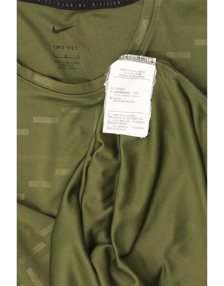 T-shirt Nike Dri Fit da uomo, grande, in poliestere geometrico verde