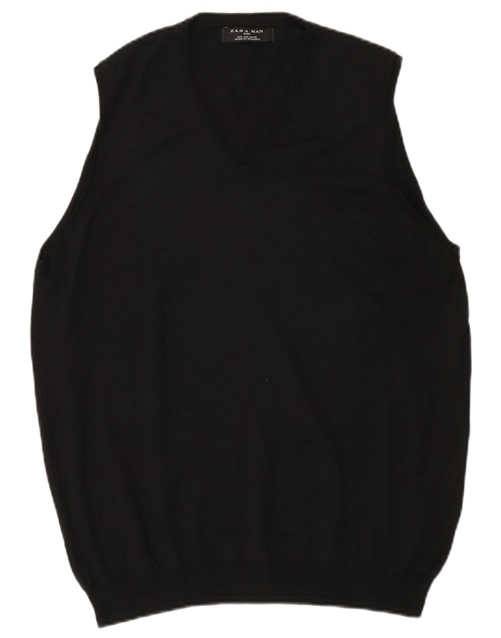 Canottiera basic da uomo Zara, canotta grande in cotone nero