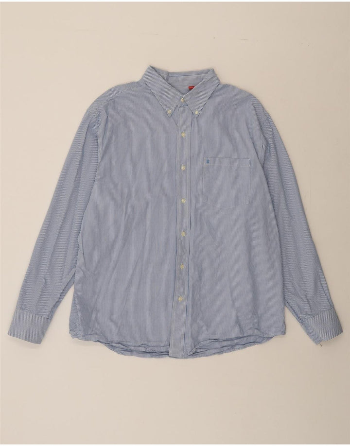 IZOD Mens Shirt XL Blue Pinstripe Cotton Vintage Izod and Second-Hand Izod from Messina Hembry 