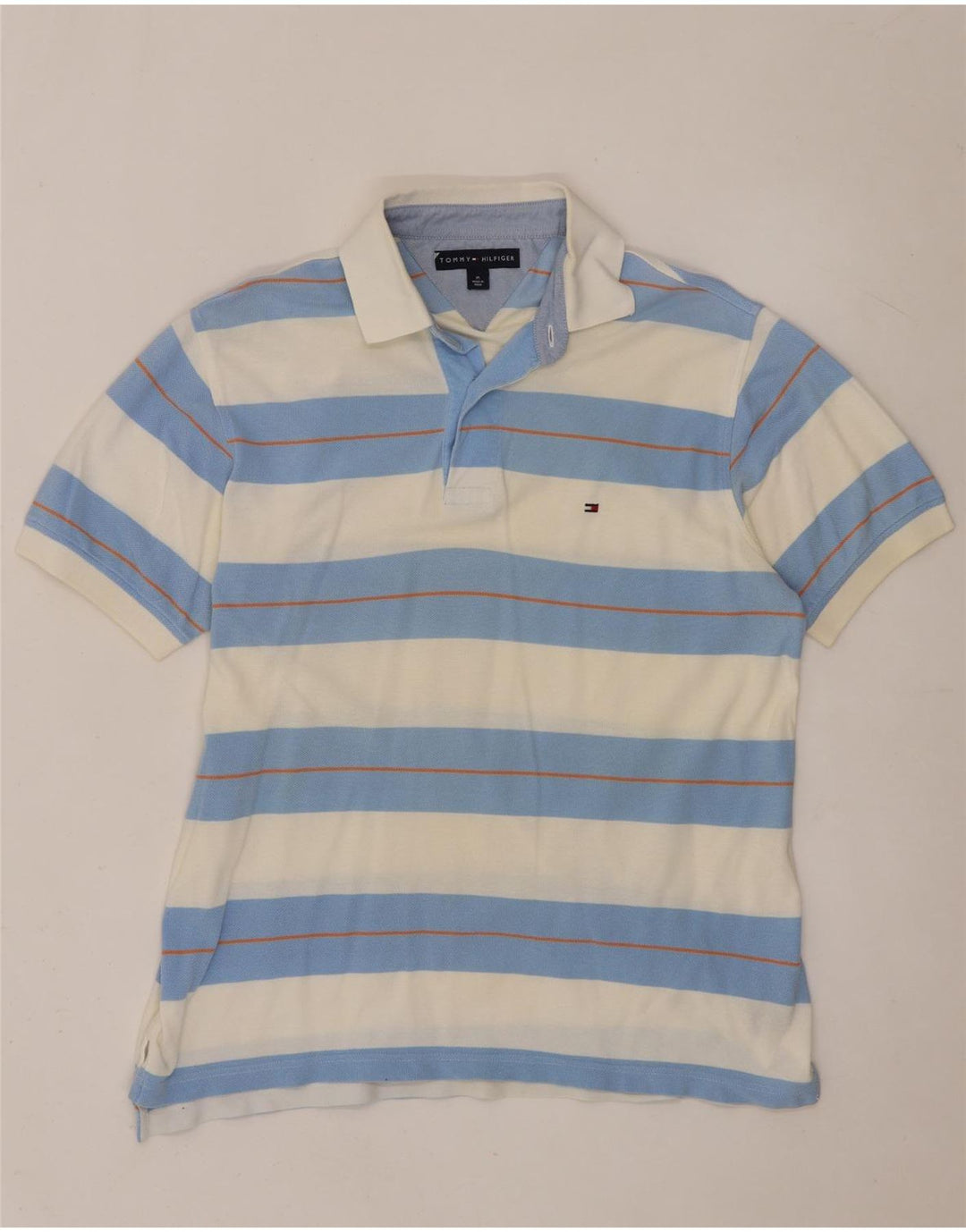 Polo da uomo Tommy Hilfiger in cotone a righe bianche medie