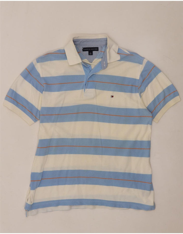 Polo da uomo Tommy Hilfiger in cotone a righe bianche medie