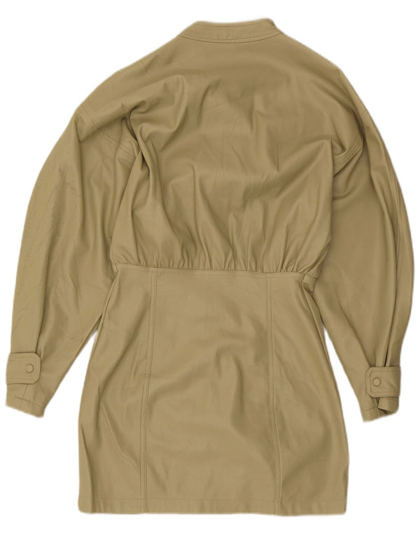 Abito chemisier oversize in ecopelle da donna Zara UK 10 piccolo kaki