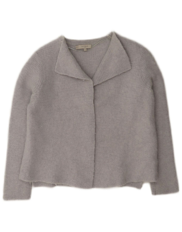 Maglione cardigan aperto corto da donna Hobbs UK 12 lana blu medio