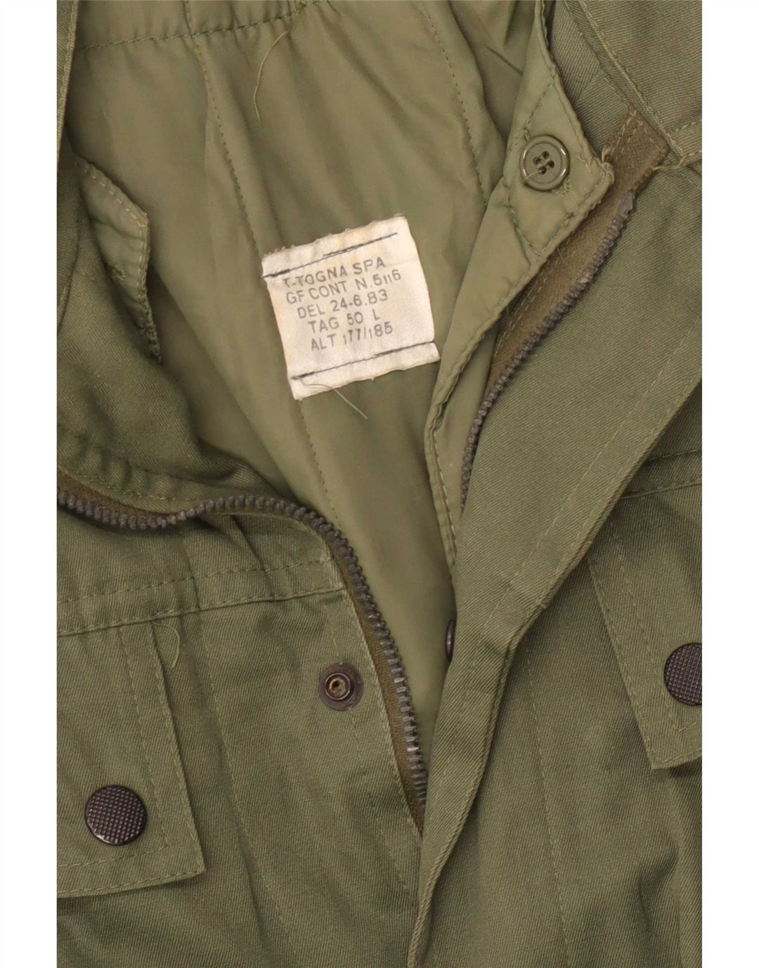 Giacca Parka vintage da uomo IT 50 grande color kaki