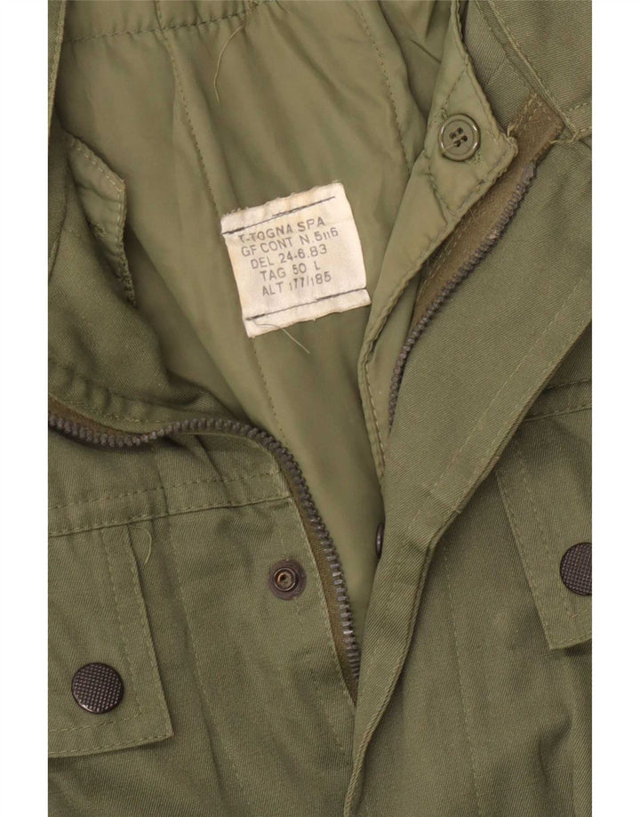 Giacca Parka vintage da uomo IT 50 grande color kaki