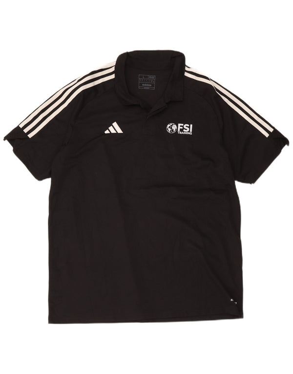 Polo Adidas da uomo Aeroready Graphic Regular Fit, grande, in poliestere nero