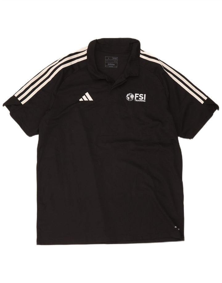 Polo Adidas da uomo Aeroready Graphic Regular Fit, grande, in poliestere nero