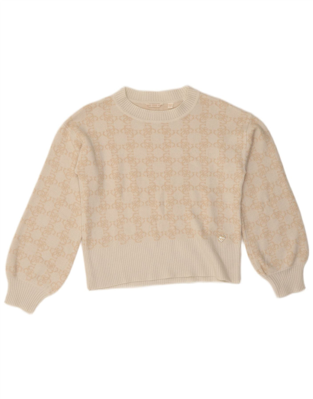 Maglione girocollo per bambina Guess con motivo astratto 13-14 anni Beige