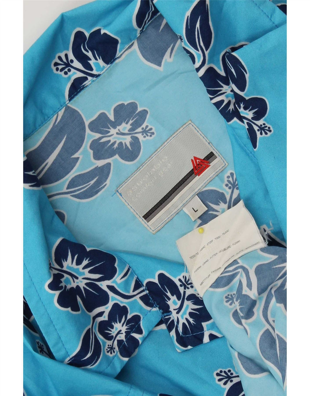 Camicia da uomo a maniche corte Astrolabio grande poliestere floreale blu